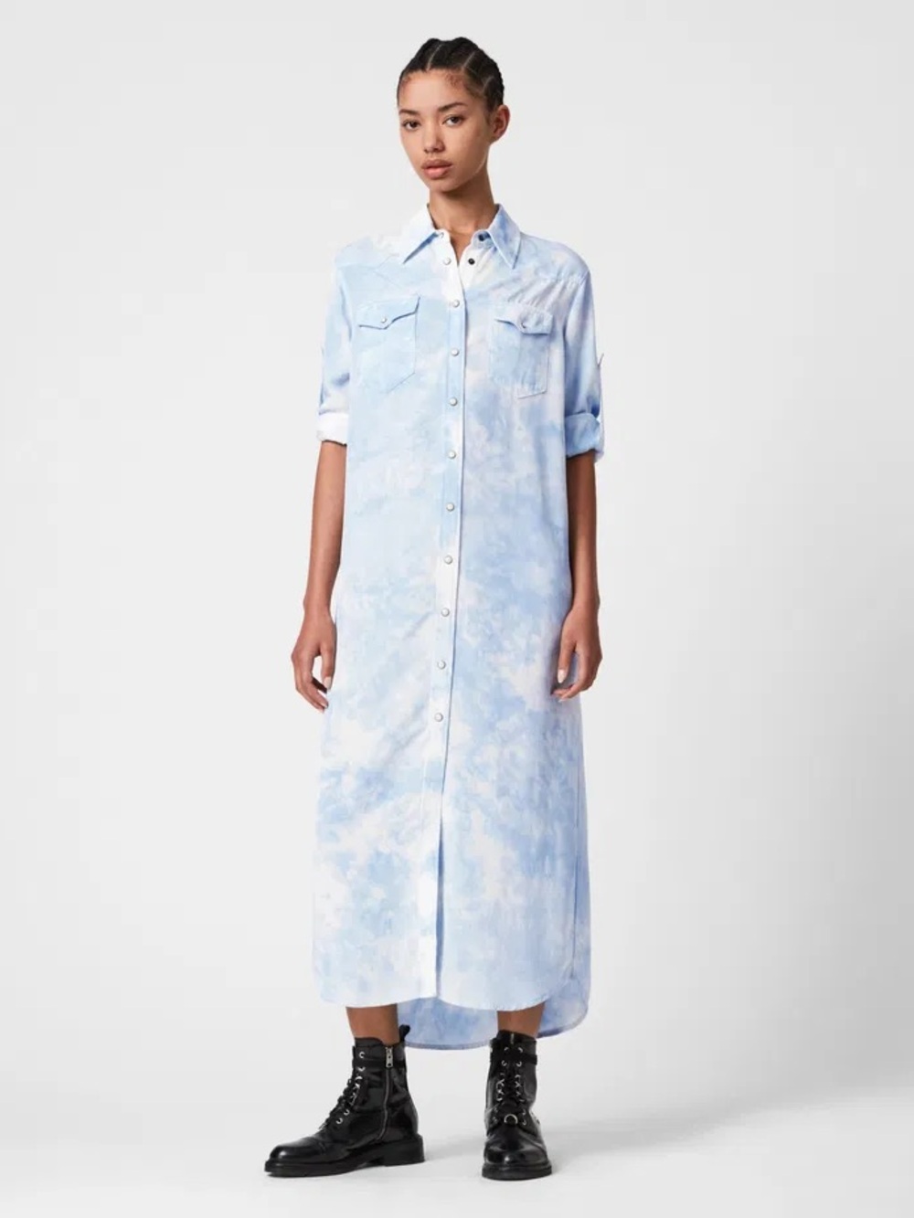 AllSaints Off-White Collared Shirt Jacket